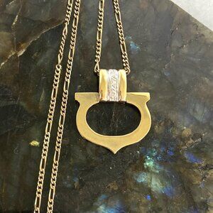 Gold Vermeil Sterling Silver 925 GD Cubic Zirconia CZ Pendant Necklace 16" Chain